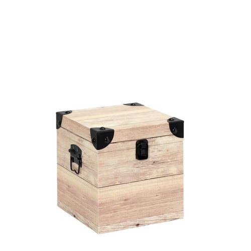Sama - Lot De 3 Malles Cubes Aspect Bois Rosé