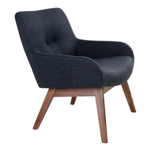 Fauteuil Noyer Massif Naturel Et Tissu Gris Foncé - Harrow