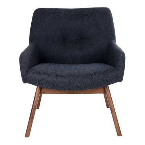 Fauteuil Noyer Massif Naturel Et Tissu Gris Foncé - Harrow