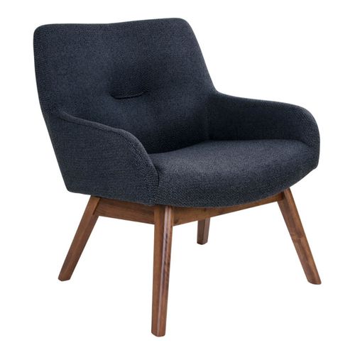 Fauteuil Noyer Massif Naturel Et Tissu Gris Foncé - Harrow