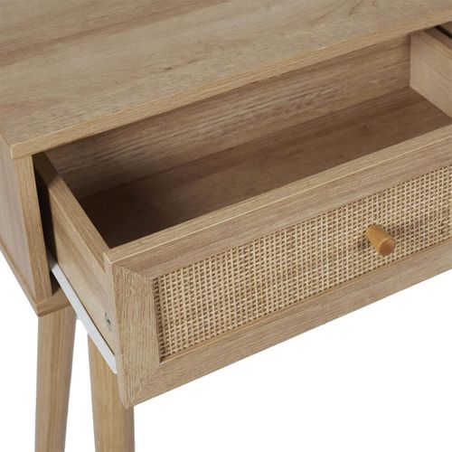 Console 2 Tiroirs Effet Bois Et Façades Rotin - Maya