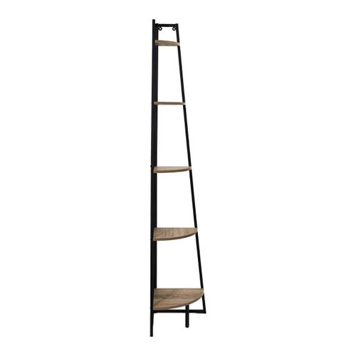 Etagère D'angle Métal Noir Plateau Imitation Bois - Danga