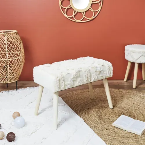 Banc Scandinave Beige Motifs Imitation Fourrure - Skully