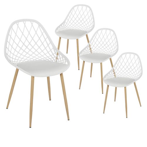 Lot De 4 Chaises Blanches Coque Arrondie - Tressie