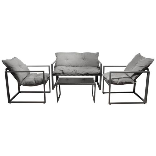 Salon De Jardin 4 Pièces Piètement Métal Gris - Piana