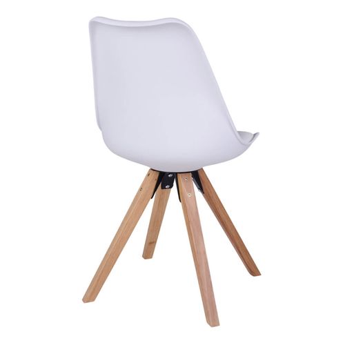 Lot De 4 Chaises Blanches Et Piétement Hévéa - Nibben