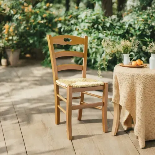 Lot De 4 Chaises Teinté Chêne Et Assises En Paille - Suzy