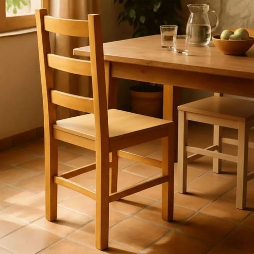 Lot De 6 Chaises Teinté Chêne Et Assises En Bois - Orta