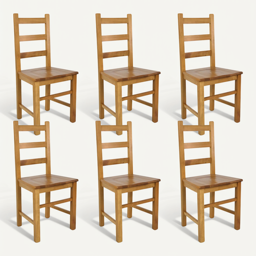 Lot De 6 Chaises Teinté Chêne Et Assises En Bois - Orta
