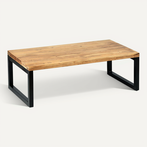 Bowna - Table Basse En Acacia Massif Et Métal Noir