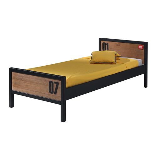 Tchad - Pack Lit 90x200cm + Chevet En Pin Massif