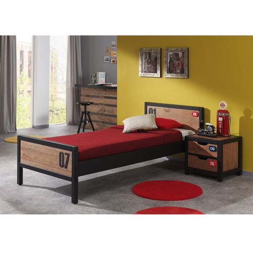 Tchad - Pack Lit 90x200cm + Chevet En Pin Massif