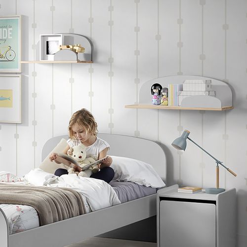 Etagère Murale 45cm Grise Et Bois - Bodhi Grey