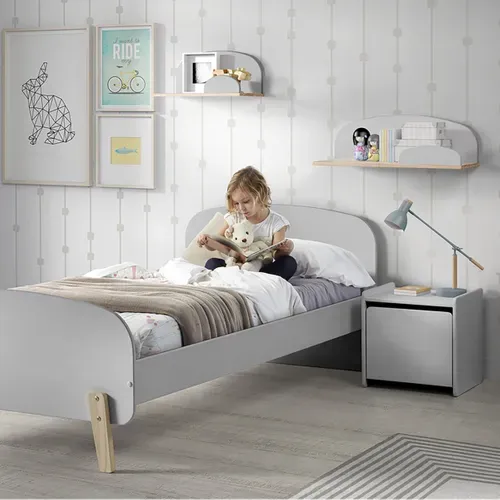 Etagère Murale 45cm Grise Et Bois - Bodhi Grey