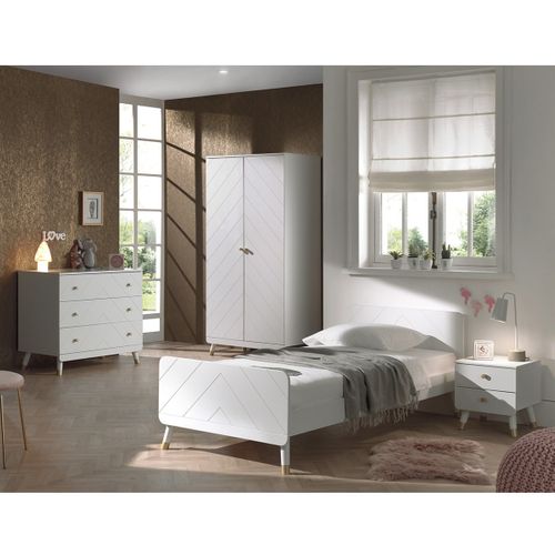 Commode 3 Tiroirs Motif Graphique - Tiny White