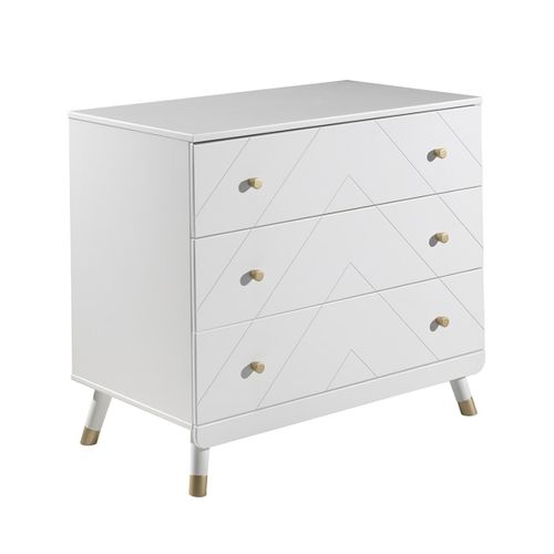 Commode 3 Tiroirs Motif Graphique - Tiny White