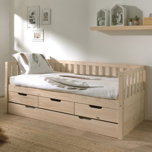 Tiroir Pour Lit 90x200cm En Pin Naturel - Yax