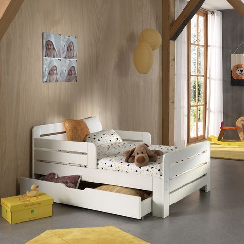 Lit Evolutif Blanc 90x140/160/200cm Avec Tiroir - Themis