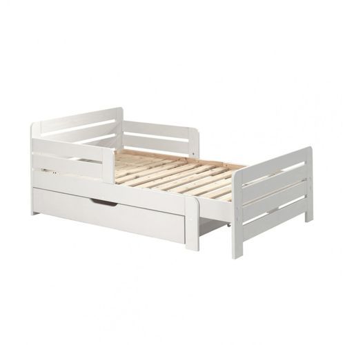 Lit Evolutif Blanc 90x140/160/200cm Avec Tiroir - Themis