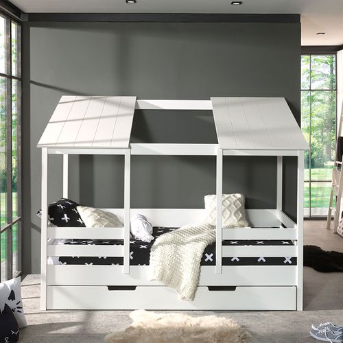 Tiroir Pour Lit 90x200cm Blanc Sur Roulettes - Thox