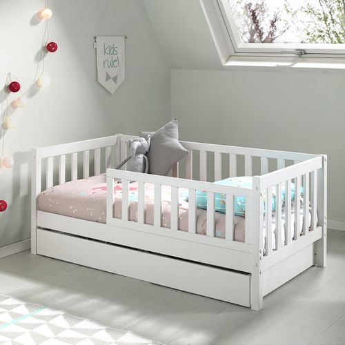 Scope - Lit Junior 70x140cm Blanc Barrières Verticales + Tiroir