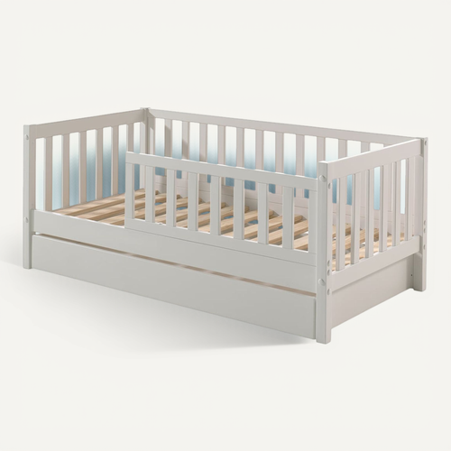 Scope - Lit Junior 70x140cm Blanc Barrières Verticales + Tiroir