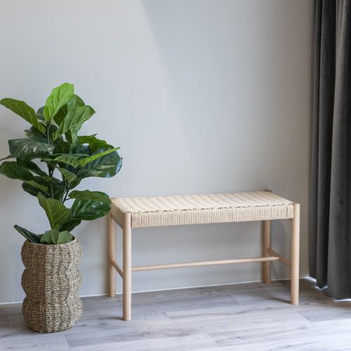 Banc En Hêtre Massif Et Tissage Naturel - Mindy