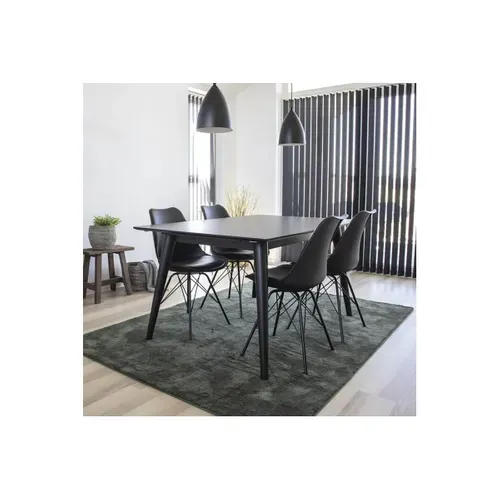 Gram - Table Repas 120x70cm Noire Piètement Hévéa