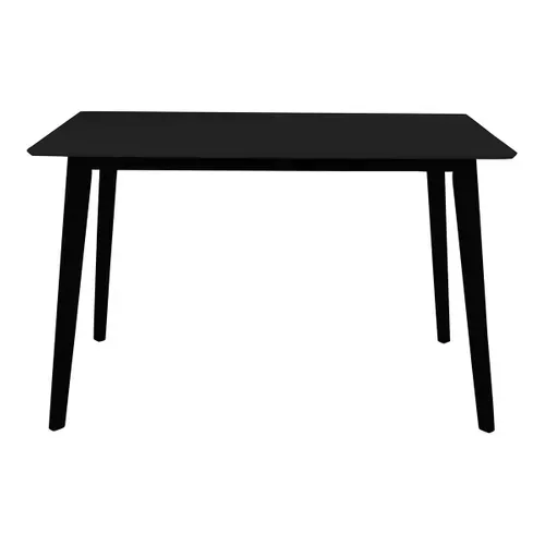 Gram - Table Repas 120x70cm Noire Piètement Hévéa