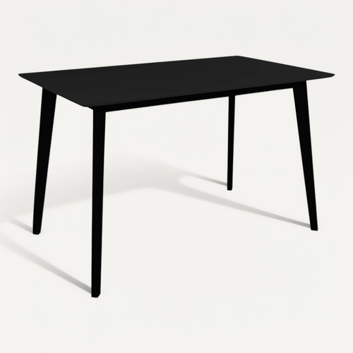 Gram - Table Repas 120x70cm Noire Piètement Hévéa