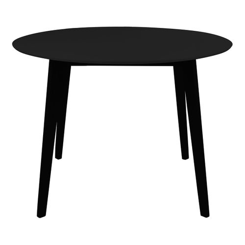 Table Repas Ronde 105cm Noire Piètement Hévéa - Gram