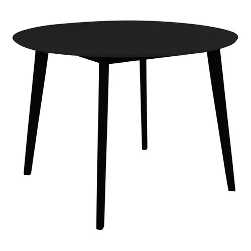 Table Repas Ronde 105cm Noire Piètement Hévéa - Gram