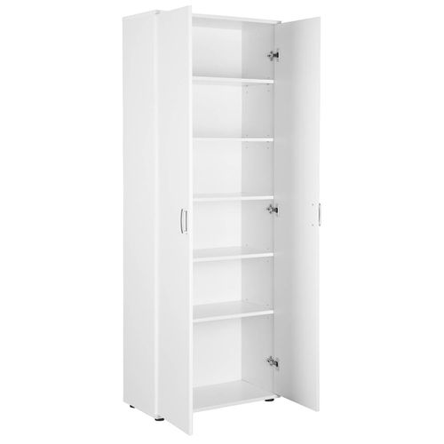 Teo - Armoire 2 Portes 6 Compartiments Coloris Blanc