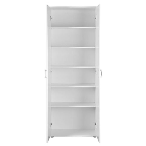 Teo - Armoire 2 Portes 6 Compartiments Coloris Blanc