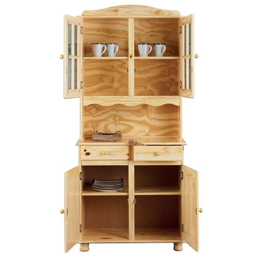 Buffet Vaisselier 4 Portes 2 Tiroirs Bois Massif - Stan