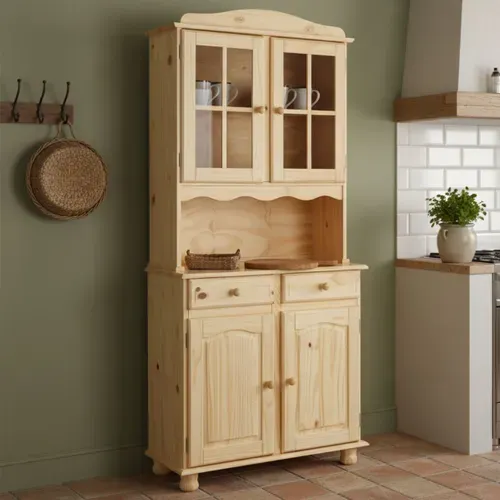 Buffet Vaisselier 4 Portes 2 Tiroirs Bois Massif - Stan