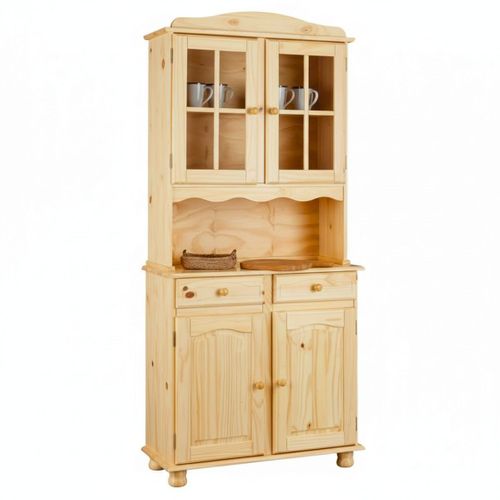Buffet Vaisselier 4 Portes 2 Tiroirs Bois Massif - Stan