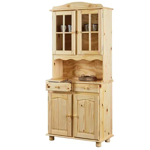 Buffet Vaisselier 4 Portes 2 Tiroirs Bois Massif - Stan