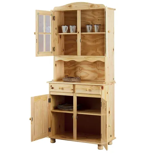 Buffet Vaisselier 4 Portes 2 Tiroirs Bois Massif - Stan