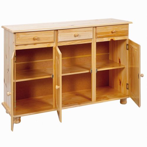 Buffet 3 Portes 3 Tiroirs Bois Massif - Stan