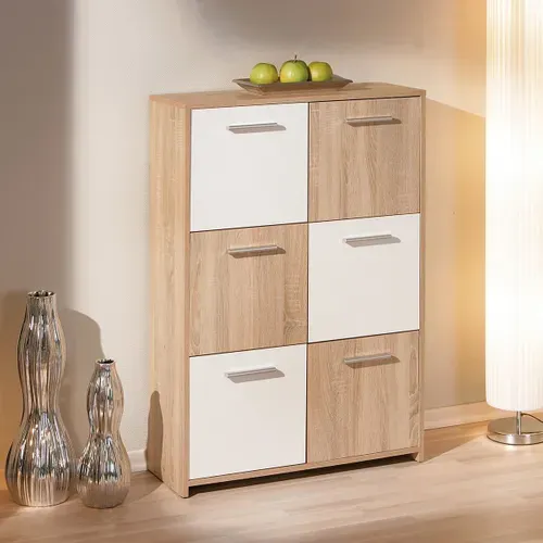 Meuble De Rangement 6 Portes Aspect Bois - List