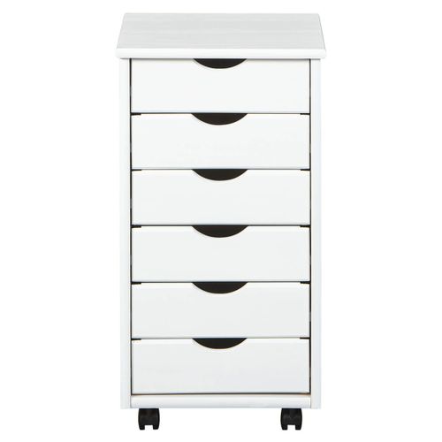 Caisson 6 Tiroirs Bois Massif Vernis Blanc - Sydney