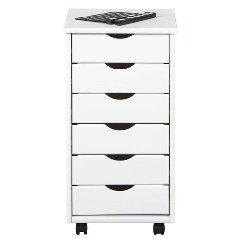 Caisson 6 Tiroirs Bois Massif Vernis Blanc - Sydney