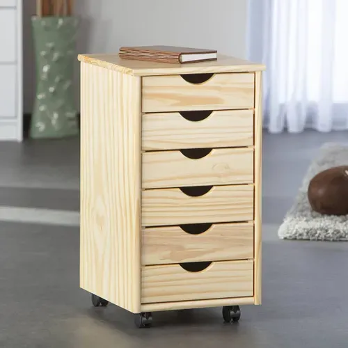 Caisson 6 Tiroirs Bois Massif Naturel - Oliver