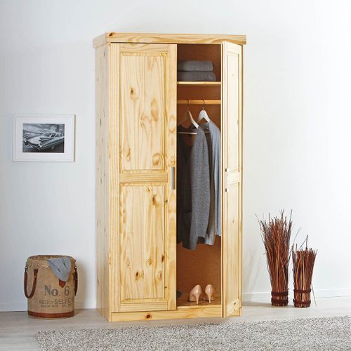 Cali - Armoire 2 Portes Bois Massif Naturel