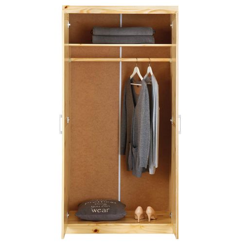 Cali - Armoire 2 Portes Bois Massif Naturel