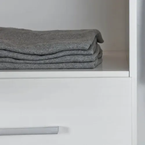 Armoire 3 Portes 1 Miroir Bois Massif Vernis Blanc - Alaska