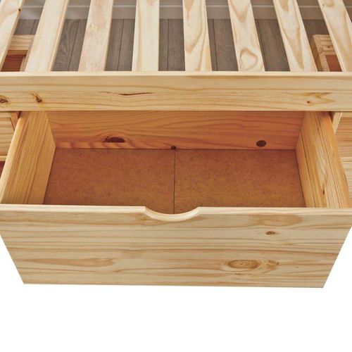 Lit 90x200cm Multi-rangement Bois Massif - Cali