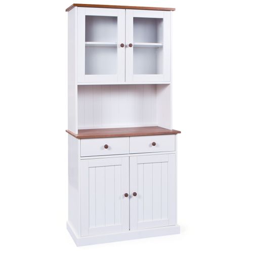 Buffet Vaisselier 4 Portes 2 Tiroirs Bois Massif Vernis Sepia Et Blanc - Socoa