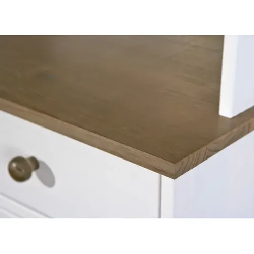 Buffet Vaisselier 4 Portes 2 Tiroirs Bois Massif Vernis Sepia Et Blanc - Socoa